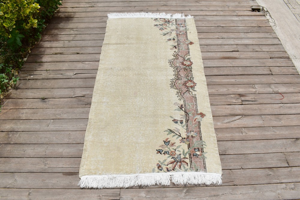 Turkish Rug 31''x62'' Oushak Light Muted Color Primitive 2x5 Rug Carpet 81x158cm