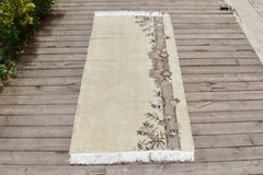 Turkish Rug 31”x62” Oushak Light Muted Color Primitive 2×5 Rug Carpet 81x158cm