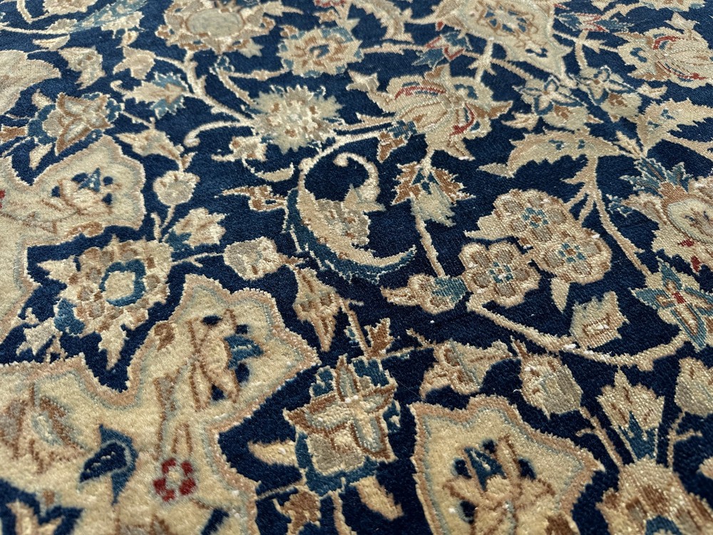 4x6 BLUE ANTIQUE ORIENTAL RUG HAND-KNOTTED vintage handmade fine silk real 4x7