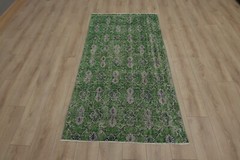 Green Runner Turkish Handmade Floral Accent Rug Oushak Kitchen Carpet 3x6ft