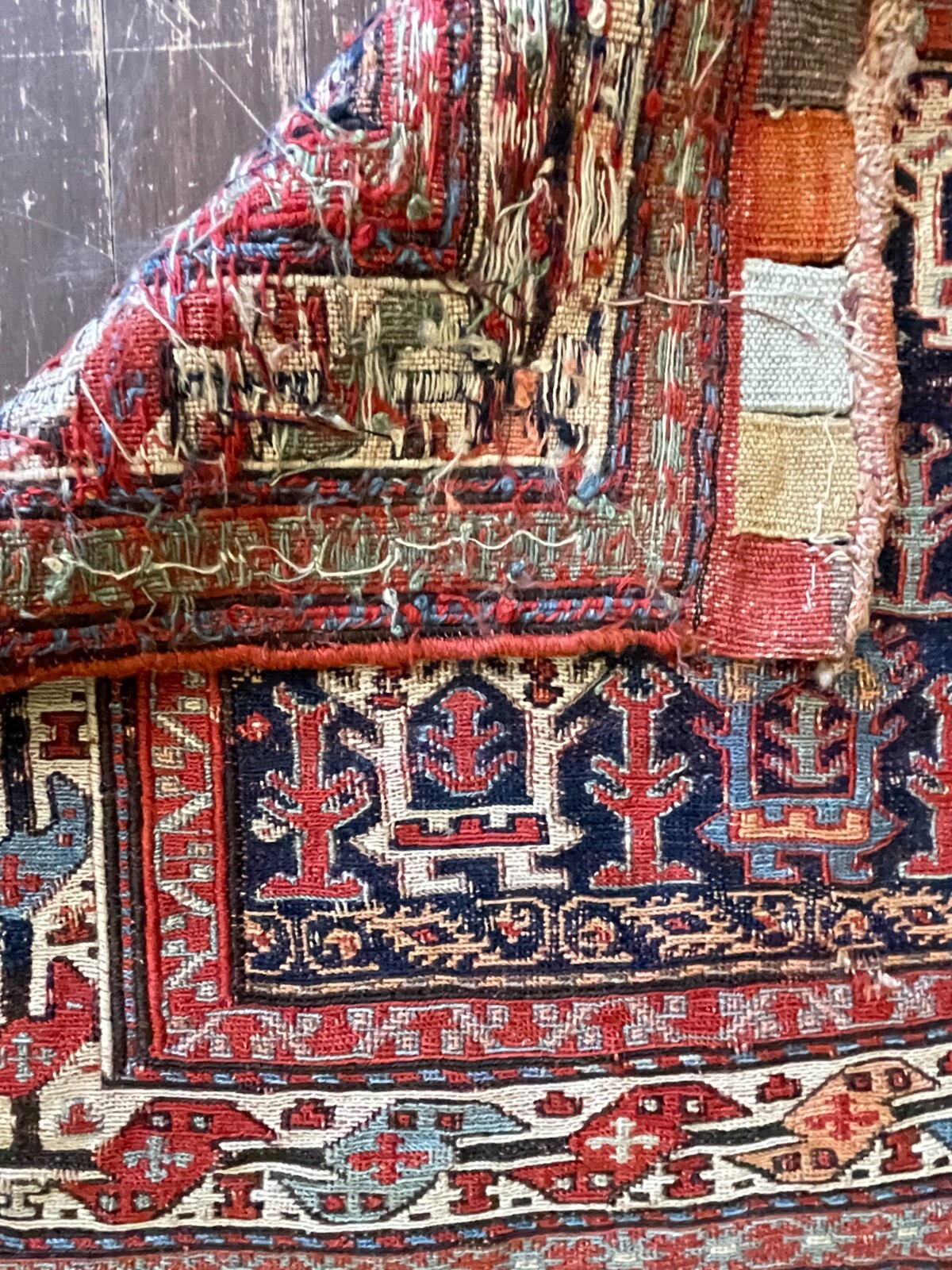 Antique Soumak Caucasian Kilim Rug/Bag, 21" x 23"C-1870 #17550 gallery