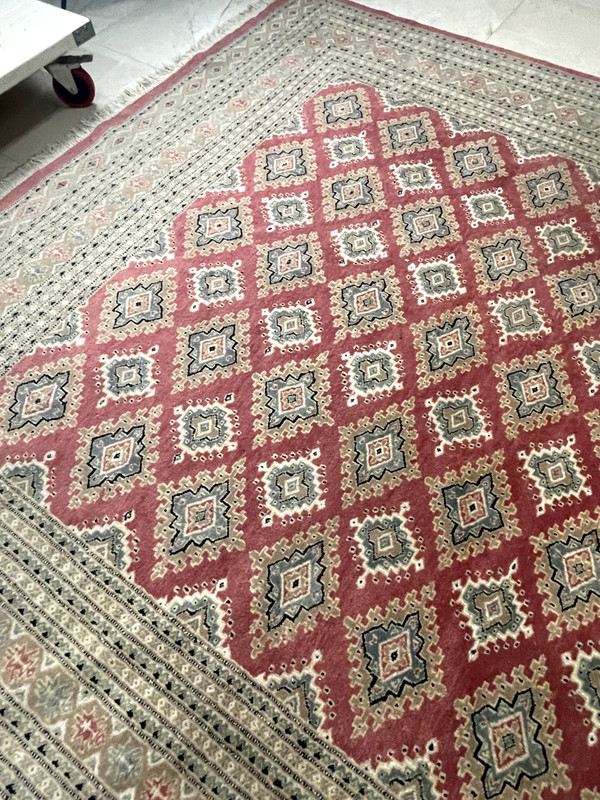 Authentic Hand Knotted Vintage Pakistani Bokhara Jhaldar Wool Rug 8.3 x 10.3 Ft gallery