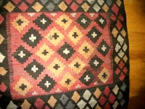 Antique Kilim Rug Turkish Handmade Fragment Woven Fringe Old Authentic Nomad gallery