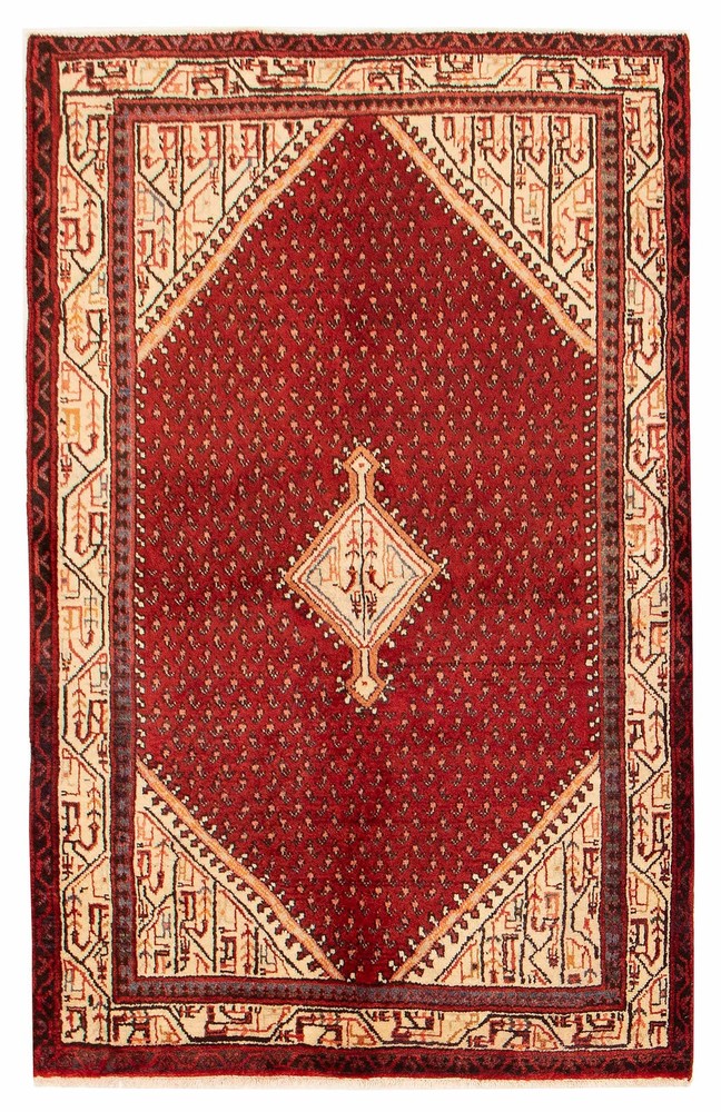 Vintage Hand-Knotted Carpet 4'3" x 6'8" Traditional Oriental Wool Area Rug