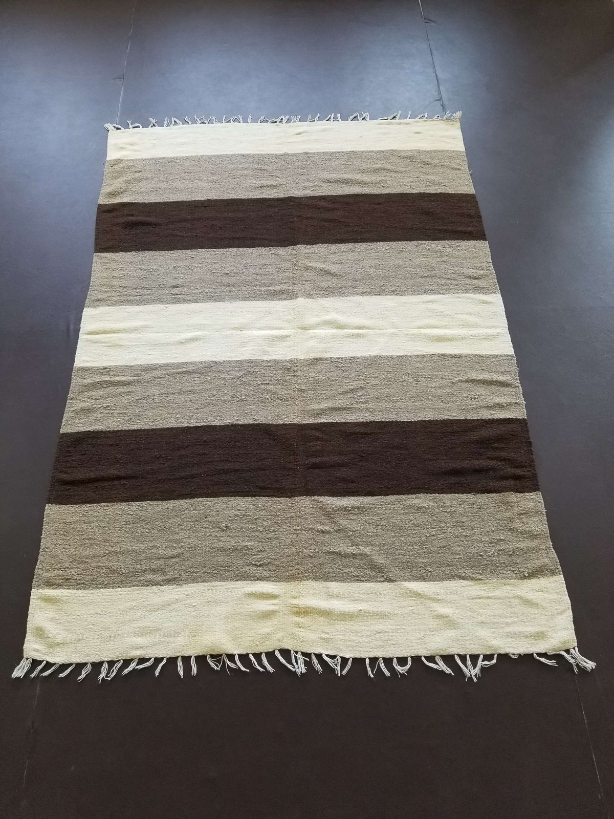 Fine Vintage Traditional Hand Made Oriental Wool Beige Brown Kilim 217x149cms gallery