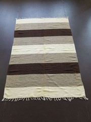 Fine Vintage Traditional Hand Made Oriental Wool Beige Brown Kilim 217x149cms