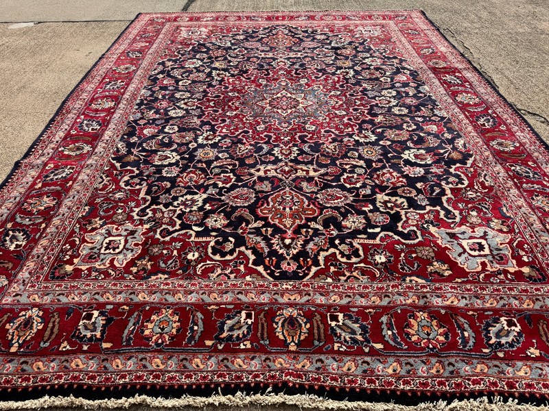 9x12 BLUE VINTAGE ORIENTAL RUG HAND-KNOTTED handmade ANTIQUE navy fine wool 8x11 gallery