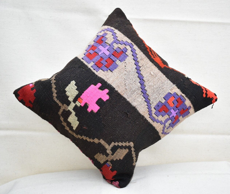 Turkish Kilim Pillow Cover Sofa Rug 16''x16'' Decorative Handmade Cushion Cover gallery