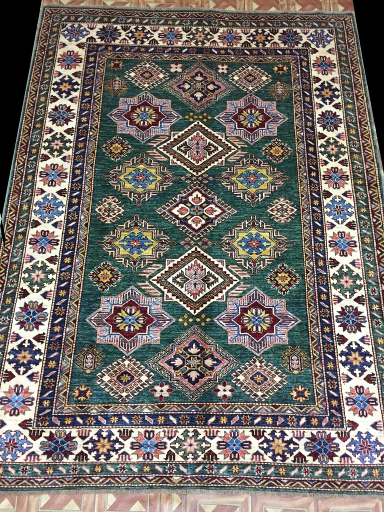 Rug Decorative Handmade Rug 6x8 Super Kazak Durable Kazakh GREEN PIX-28214 gallery