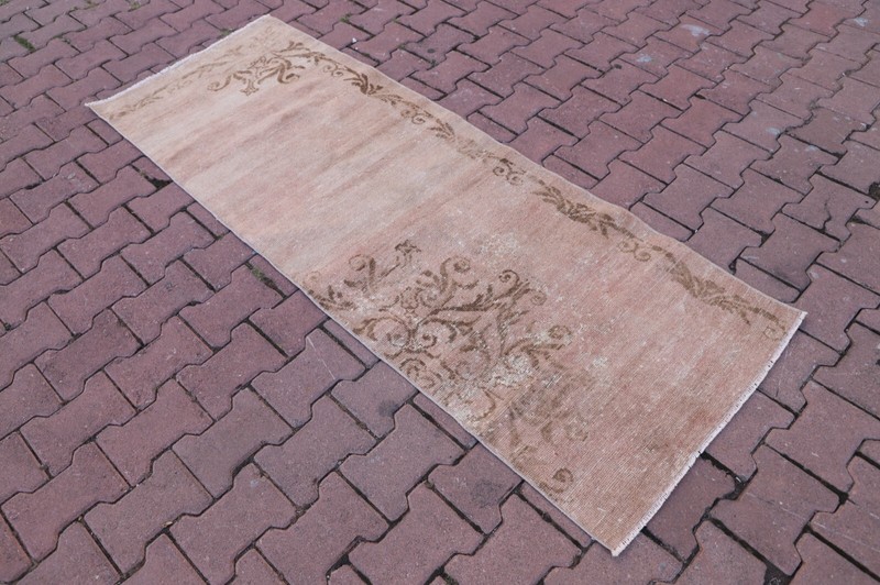 Hallway Runner Rug Turkish Vintage Hand Knotted Oriental Oushak Carpet 2x7ft gallery