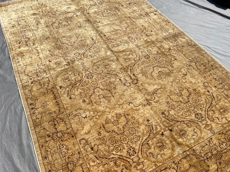 Beige Hand Knotted Terracotta Rug 6x9 Antique Afghan Turkmen Neutral Area Carpet gallery