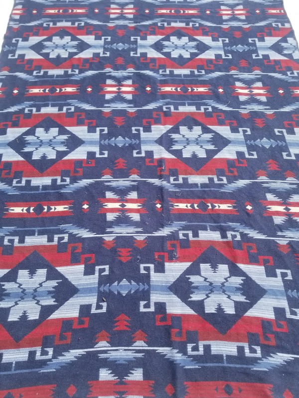 Fine Vintage Traditional Hand Made Oriental Wool Blue Kilim 192x141cm gallery
