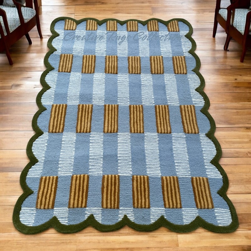 RUG | HANDMADE SCALLOPED RUG | PLIAD RUG MODERN HANDMADE RUG WITH CUSTOMISATION gallery