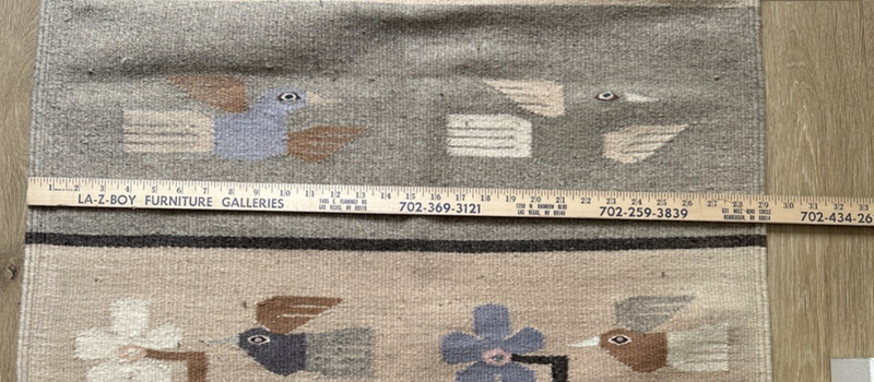 Vintage Mexico Zapotec Fringed Hand Woven Wool Rug Tapestry Flatweave Birds Folk gallery