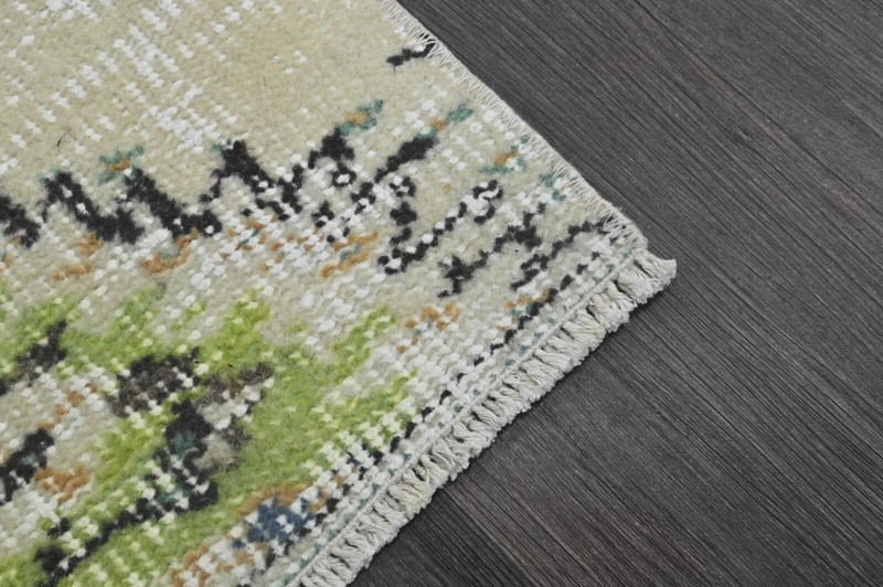 Oushak Turkish Doormat Rug 2x4 BEIGE Anatolian Handmade Vintage Small Kilim Rug gallery
