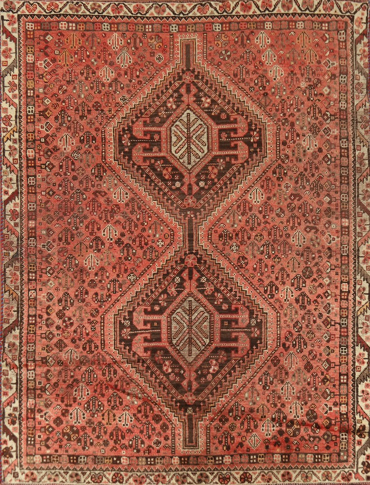 Tribal Geometric Vintage Rug 5x6 ft Hand-knotted Wool Carpet