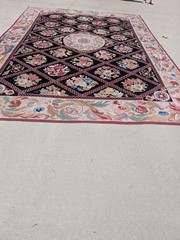 Antique Aubusson Style Needlepoint Floral Rug Carpet 13.6 X 9.9 Feet. Estate