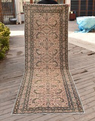 Turkish Rug 3×9 Bunyan Runner Vintage Wool Hallway Stairs Carpet 102x285cm