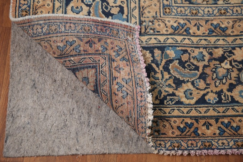 Vintage Muted Rust/ Navy Blue Wool Mashaad Area Rug 10x13 Living Room Carpet gallery