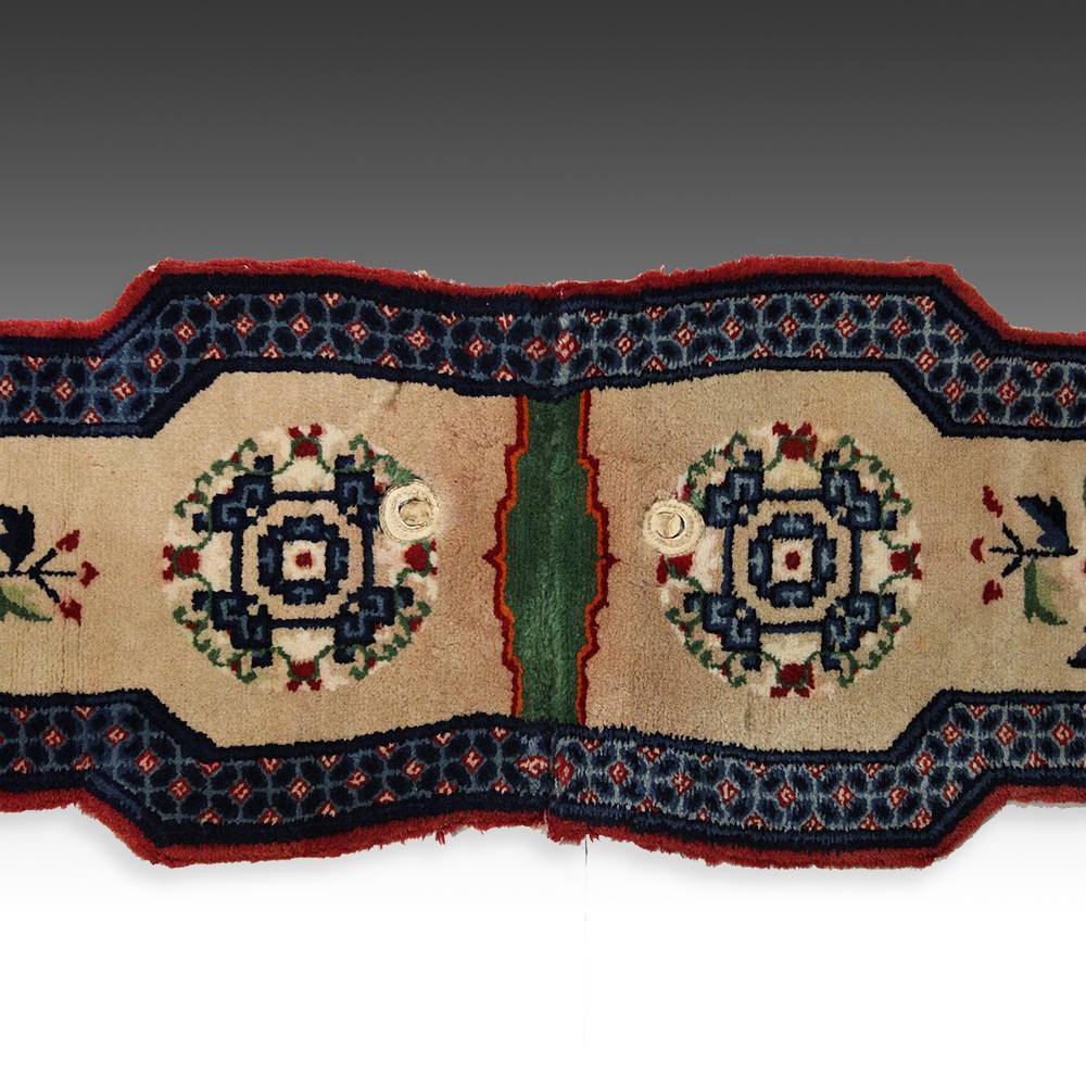 TIBETAN SADDLE RUG WOOL PILE TIBET CHINA TEXTILES FLORAL MID 20TH C. gallery