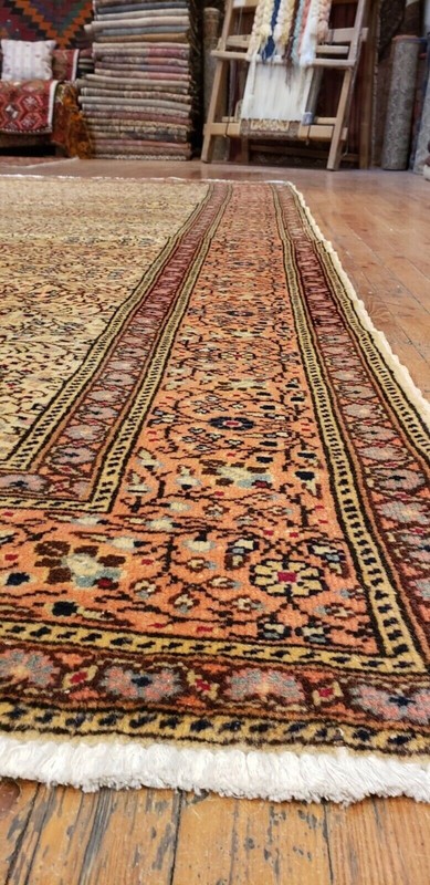 Exquisite Cr1930-1939s Antique Wool Pile Floral Patterned Bunyan Rug 6'7"×9'8" gallery