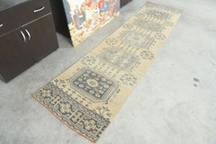 handmade vintage turkish runner rug 3×10 ft oushak carpet traditional rugs 127