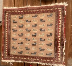 Nomadic TRIBAL RUG Hand Woven Baluchi 25×23 Wool 1940s-1970s Vintage