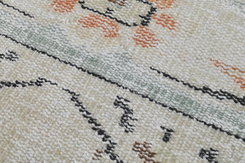 Oushak Turkish Doormat Rug 1x2 BEIGE Anatolian Handmade Vintage Small Kilim Rug gallery