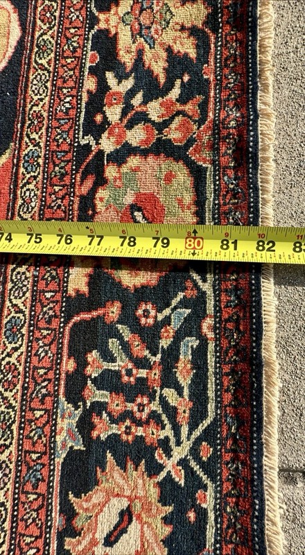 Auth; 19th C Antique Farahaan Rug. RARE Christian Crosses Blue 4x7 gallery