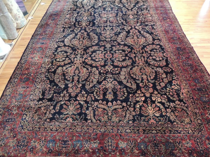 12x22 RARE OVERsize Antique Palace Sarough Sarouk Oriental Area Rug Navy Red gallery