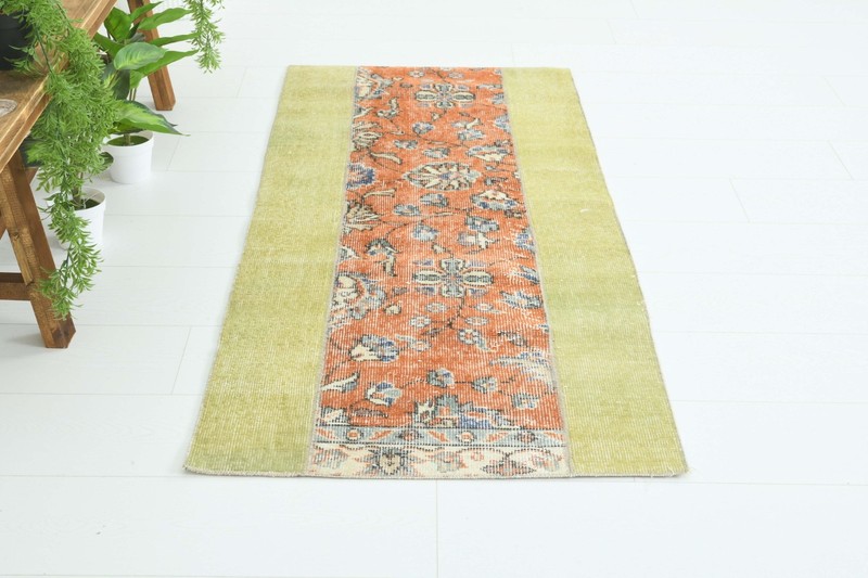Turkish Small Runner Rug 2x5 Hand-Knotted Vintage Oushak Oriental Rug Carpet,730 gallery