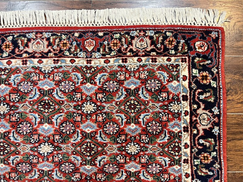 Indo Perisan Rug 3x5 Red Navy Blue Vintage Wool Handmade Small Bidjar Carpet gallery