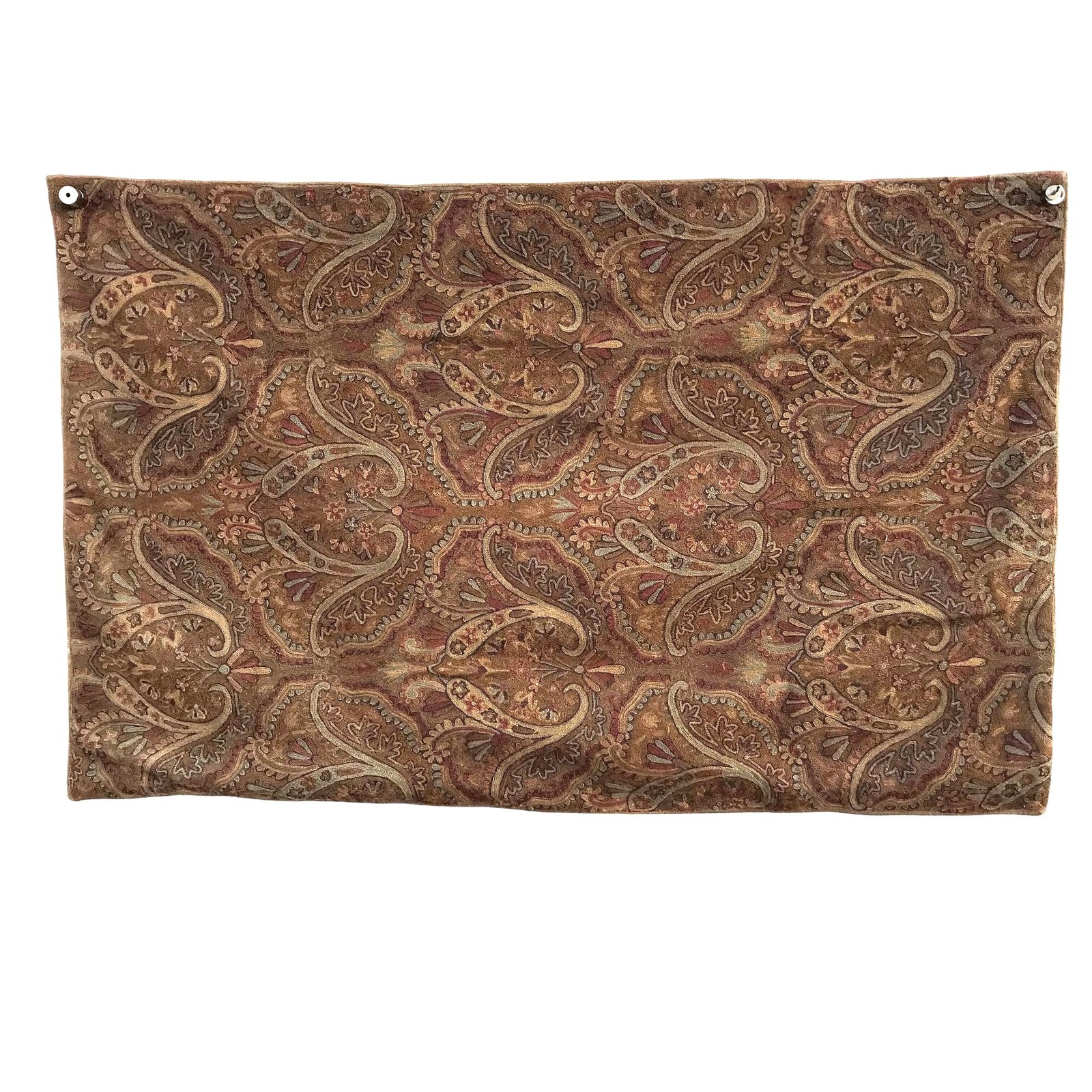 North Star Brown Wool & Cotton Paisley Wall Hanging - Rug 5 X 3 Handmade India gallery