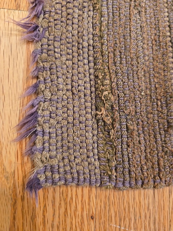 Vintage Hand Made Rag Rug (2' x 8') Woven Long Runner Dark Multi-Color Sweden gallery