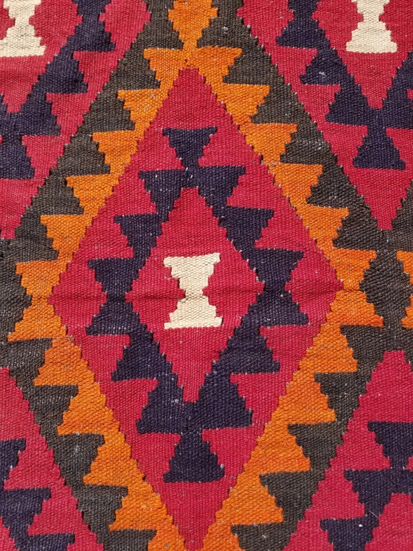 Vintage Traditional Handmade Turkish Wool Multicolor Kilim 6.1x3.3 ft gallery