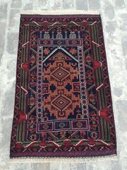 133 x 83 cm Vintage Afghan Adreskan Baloch Prayer Rug, best quality
