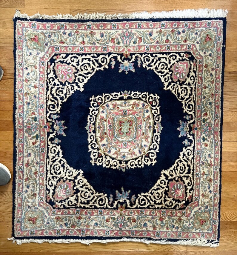 ORIENTAL pink Blue handmade VINTAGE HAND-KNOTTED fine art Rug Middle Eastern gallery
