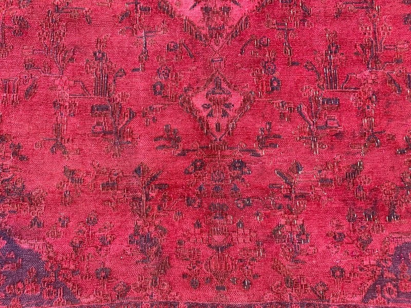 Vintage Afghan Rug, Zero Pile Overdyed Rug, Traditional Area Carpet (7x11 ft.) gallery