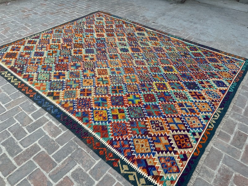 10x13 ft Large Oriental Turkish Multicolor Handwoven Afghan Modern Turkmen Rug gallery