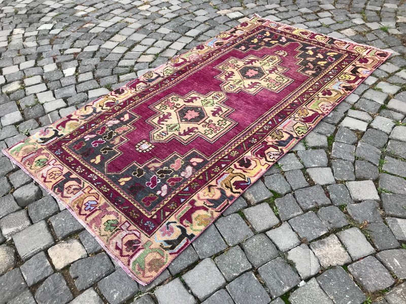 Turkish Antique rug Bohemian Area rug Oushak rug Vintage Rug Handmade Wool rug gallery