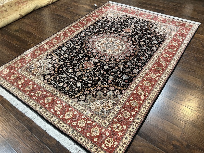 Marvelous Oriental Rug 7x10 Super Fine 50 Raj 300+ KPSI Black Rust Red Floral gallery