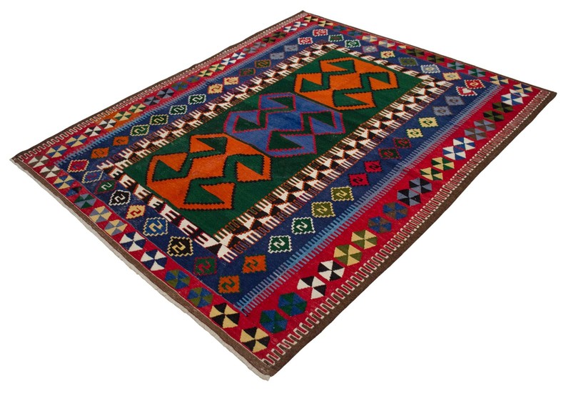 RARE UNUSED Vintage 1960s Turkish Kilim Rug 5'2"x 6'4" | All-Wool Natural Dyes | gallery