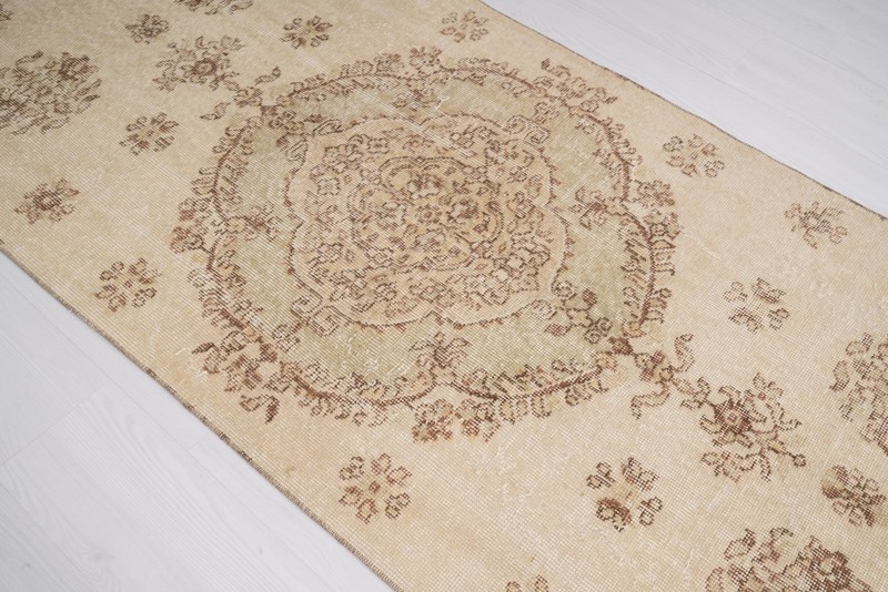 3x10 Turkish Runner Rug Handmade Oushak Vintage Neutral Wool Runner Carpet 516 gallery