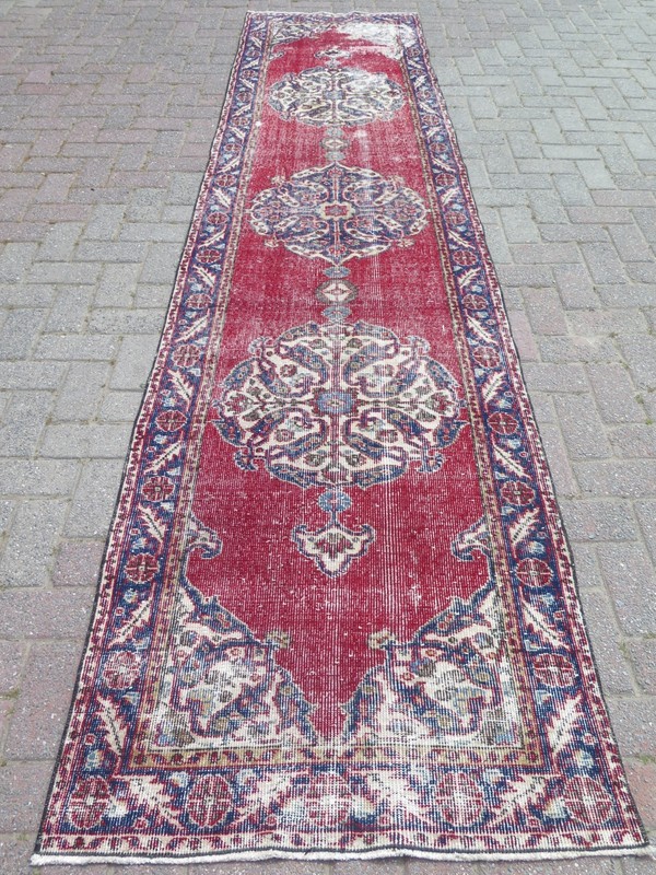 Vintage Turkish Runner Rug Hallway Rug Carpet Corridor Handmade Long Rug31"x136" gallery