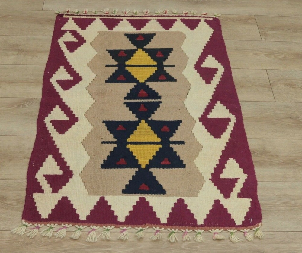 Traditional Vintage Handwoven Kilim Rug Tribal Ethnic Cappadocia Carpet 2x4 ft
