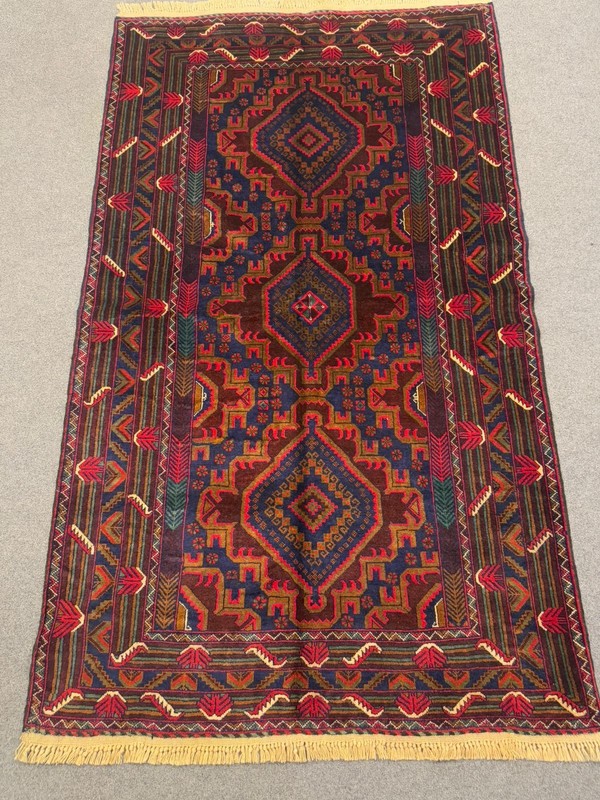 Vintage 7x4 Ft Tribal Geometric Rug | Hand Knotted Wool | Boho | Wall Hanging gallery