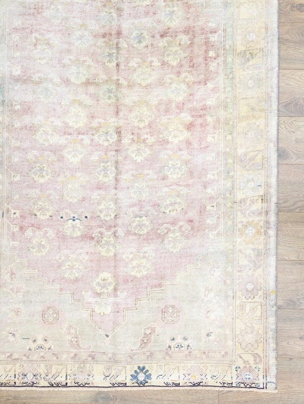 Muted Turkish Oushak Oriental Hand Knotted Wool Area Carpet Rug Pink 4.2x6.9 ft gallery