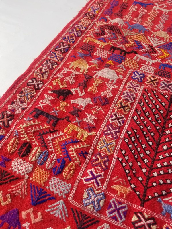 Vintage Traditional Handmade Moroccan Berber Wool Multicolor Kilim 5.1x3.3ft gallery