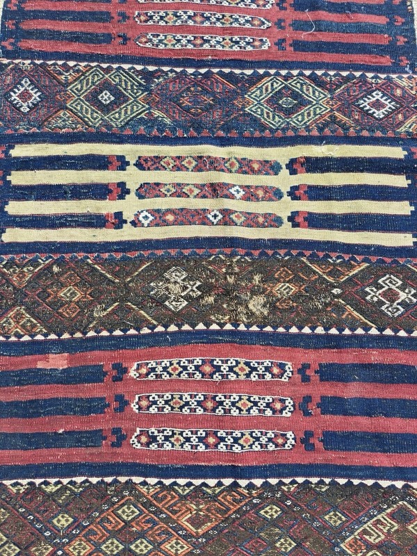 Rare 200-year old Reyhanlı Wool Kilim Rug from Turkey - 166 cm x 86 cm gallery