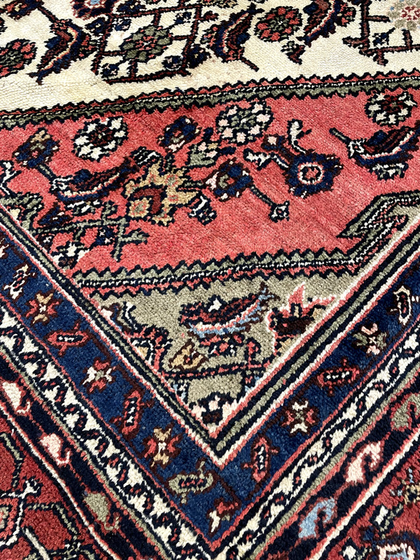 Antique Oriental Hand-Knotted Wool Area Rug Ivory/Navy Blue/Red 11'2" x 17'8" gallery